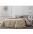 Couvre-lit velours matelassé Isla sable Antilo - Blancollection