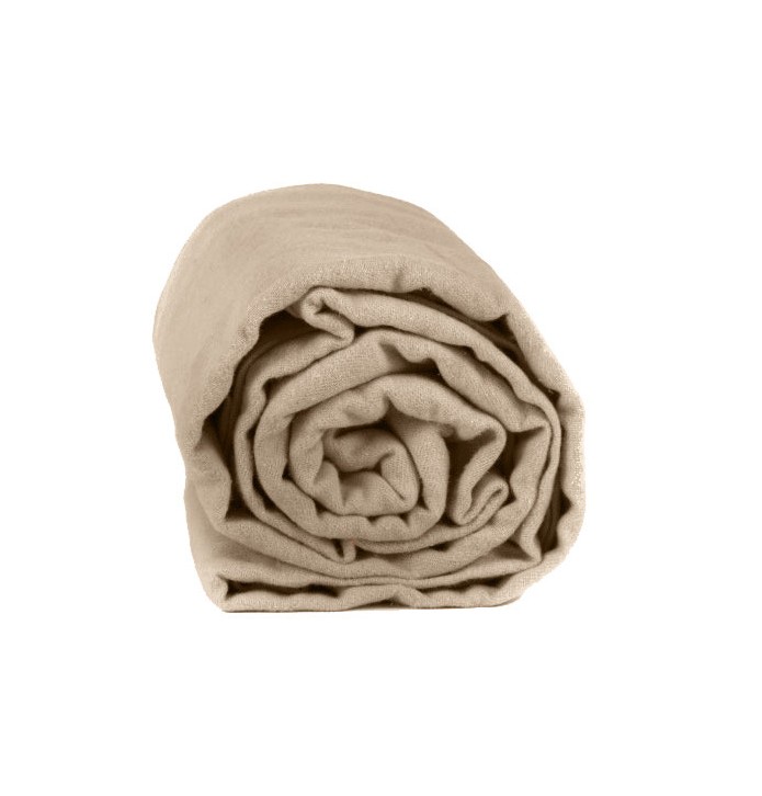 Drap housse flanelle nougat Tradilinge