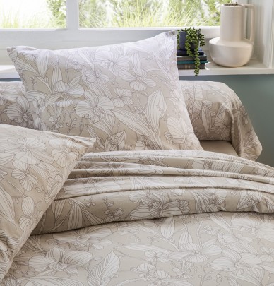 Parure flanelle housse de couette + taie Orchidée Tradilinge