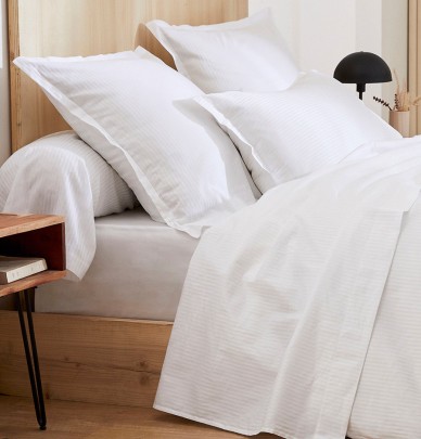 Taie d'oreiller satin de coton Grand Hotel blanc Tradilinge