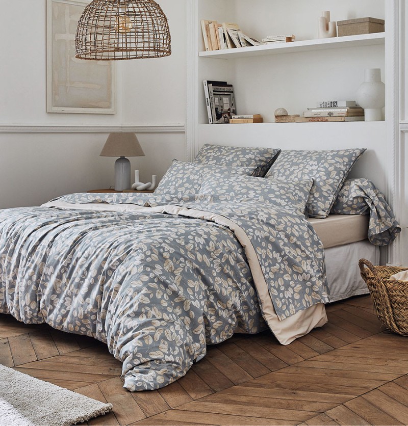 Housse de couette percale Lison gris Tradilinge