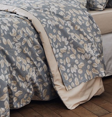Housse de couette percale Lison gris Tradilinge