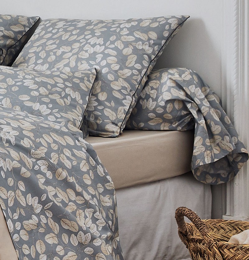 Taie de traversin percale Lison gris Tradilinge