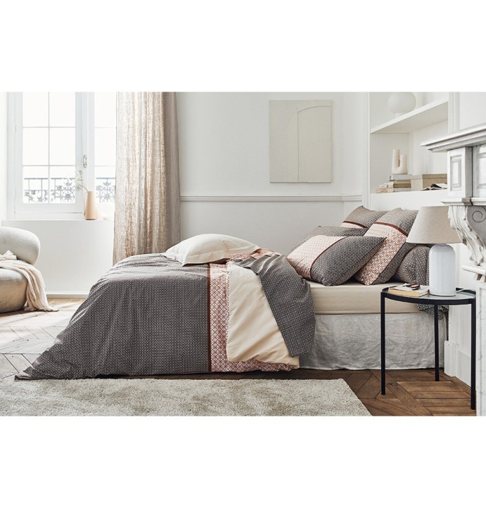 Housse de couette percale Gabin épice Tradilinge - Blancollection