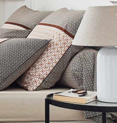 Taie d'oreiller percale Lison gris Tradilinge