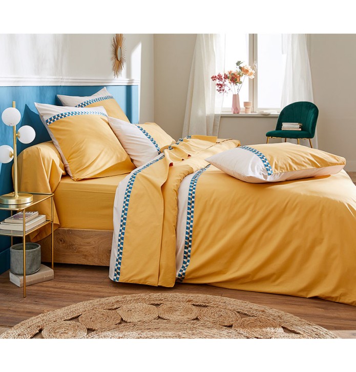 Housse de couette percale Romy ambre Tradilinge - Blancollection