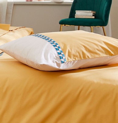 Taie d'oreiller percale Romy ambre Tradilinge