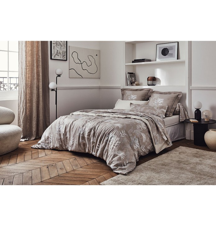 Housse de couette satin Cayenne ficelle Tradilinge - Blancollection
