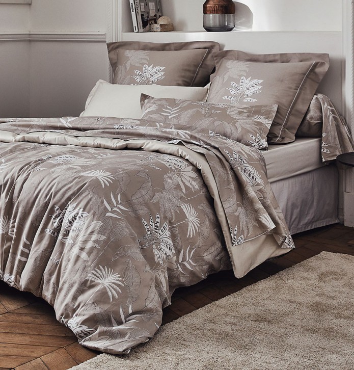 Housse de couette satin Cayenne ficelle Tradilinge - Blancollection
