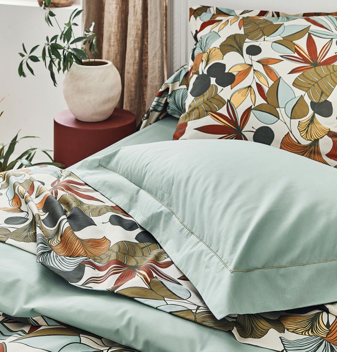 Drap percale Cascade sauge Tradilinge - Blancollection