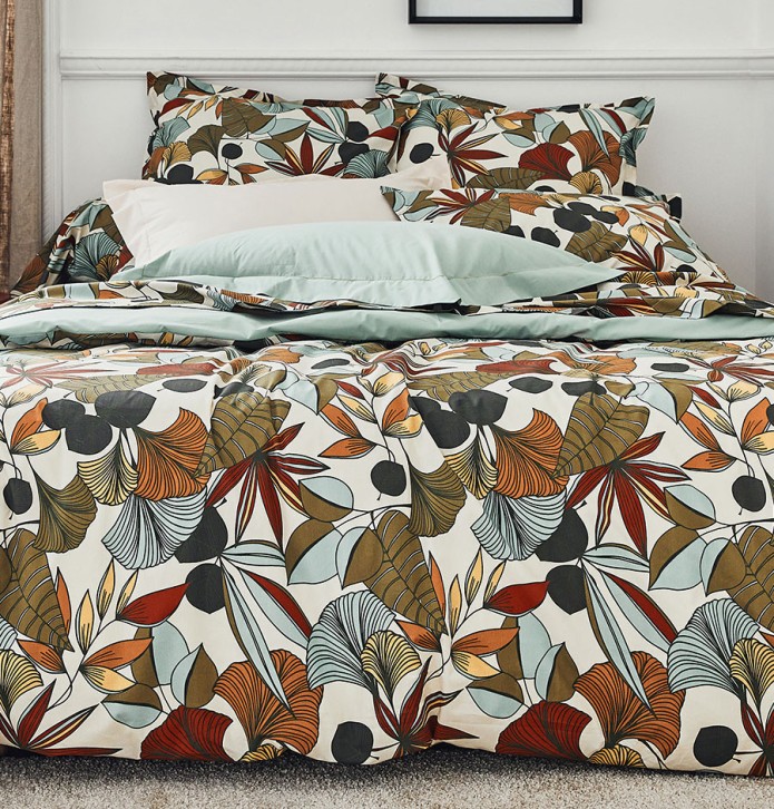 Housse de couette percale Cascade sauge Tradilinge - Blancollection
