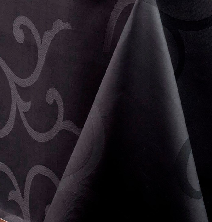 Nappe damassée enduite Madigan encre Calitex - Blancollection