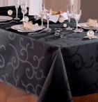 Nappe damassée enduite Madigan encre Calitex