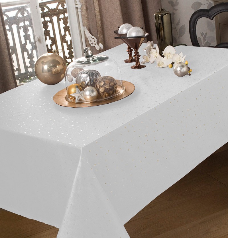 Nappe polyester evita blanc/argent rect. 140x250cm - calitex