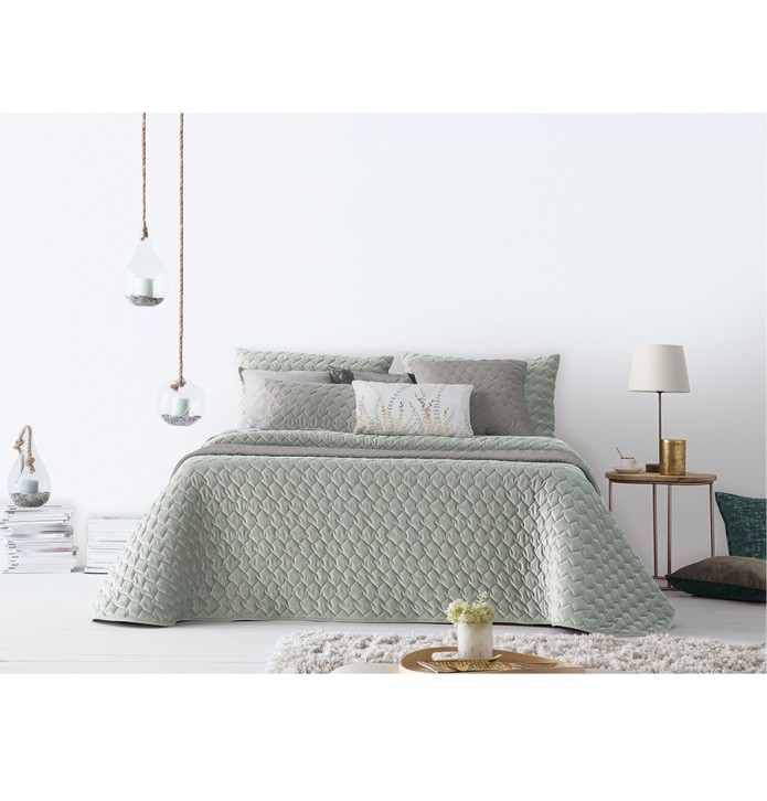 Boutis velours Naroa vert Antilo - Blancollection