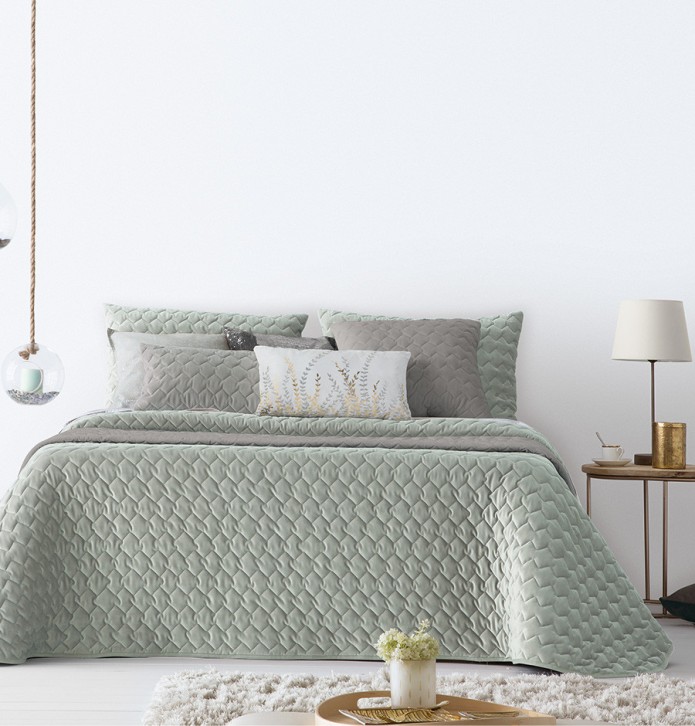 Housse coussin velours Naroa vert Antilo - Blancollection