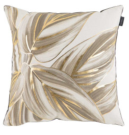 Coussin feuillage beige/or Antilo