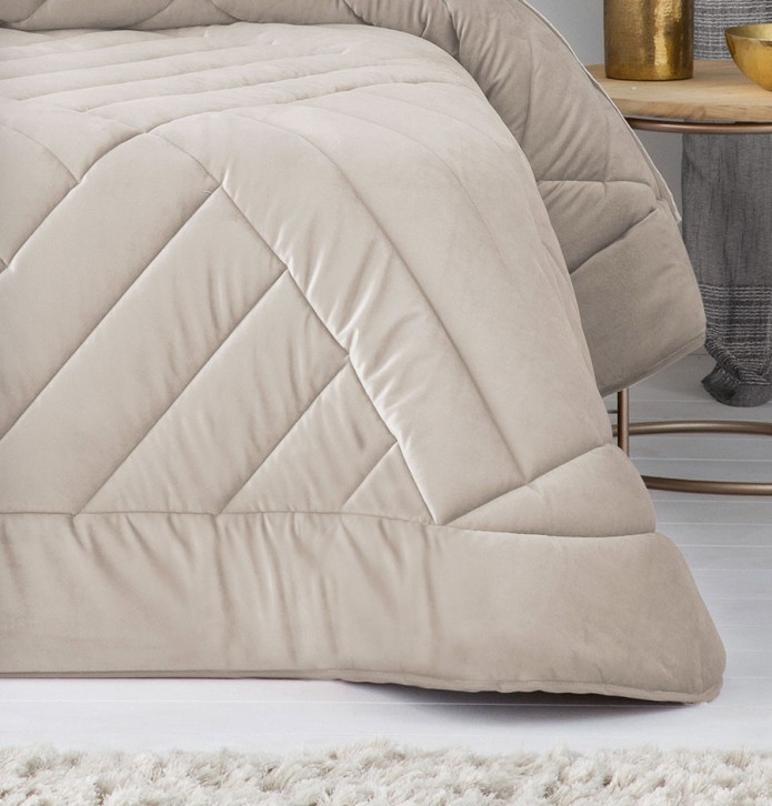 Boutis velours matelassé Dual beige Antilo - Blancollection