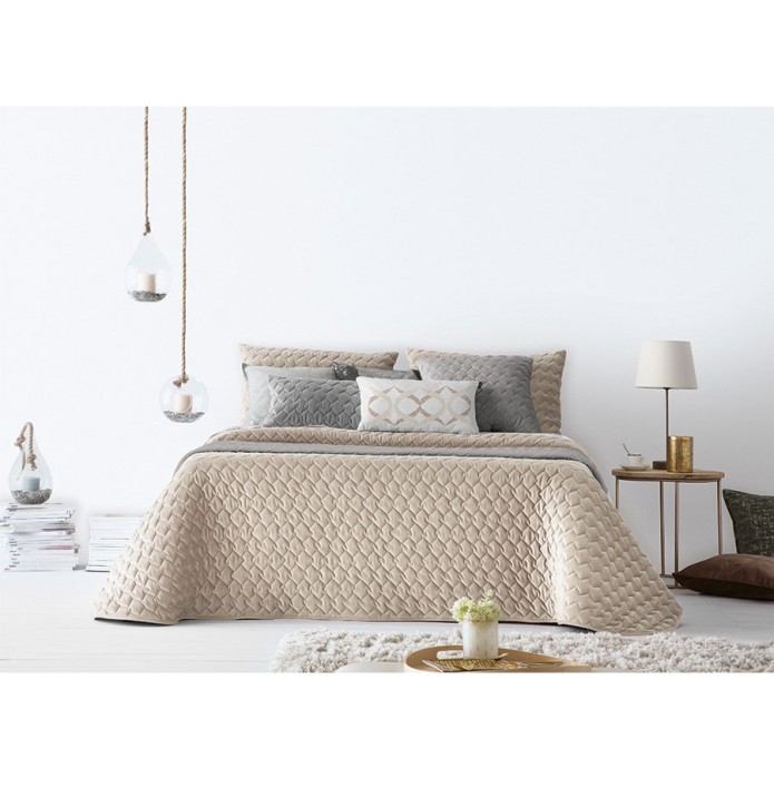 Boutis velours Naroa beige Antilo - Blancollection