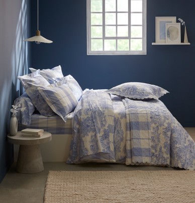 Drap percale Pastorale bleu La maison de Balmy