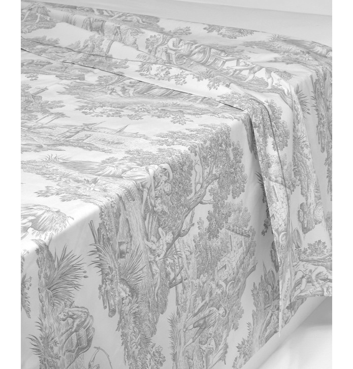 Drap percale Pastorale argent La maison de Balmy - Blancollection