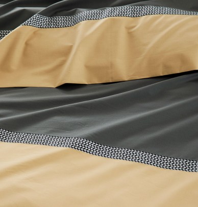 Parure housse de couette + taie percale Macassar moka Tradilinge