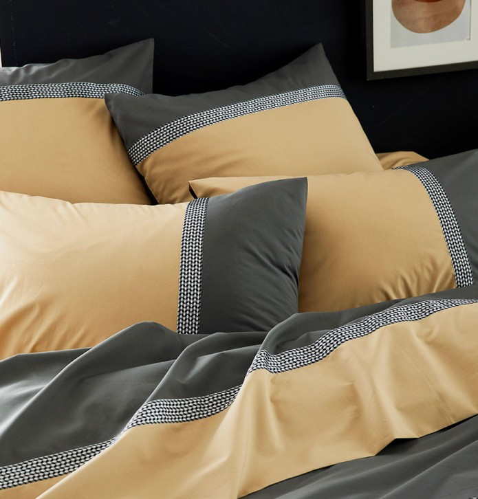 Parure de lit percale Macassar moka Tradilinge -30% - Blancollection