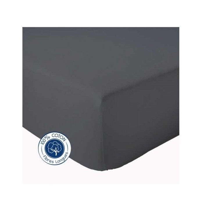 Drap housse gris carbone bonnets 40cm Tradilinge