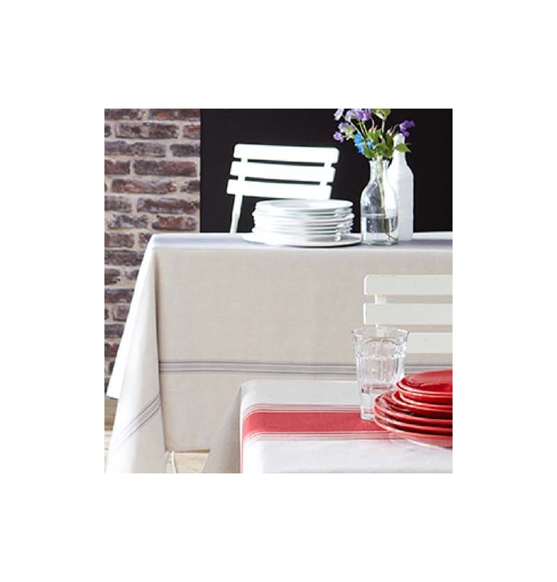 Nappe polyester bistrot gris et taupe - tradilinge