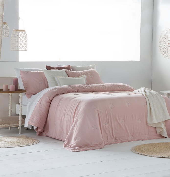 Couvre-lit matelassé Amalia rose Antilo - Blancollection