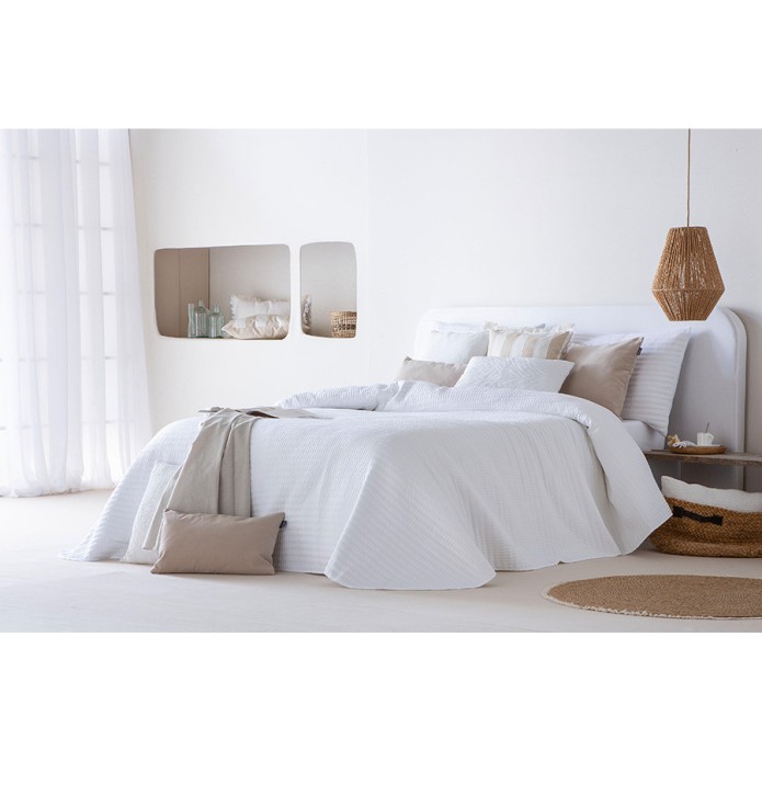 Couvre-lit matelassé Linette blanc Antilo - Blancollection