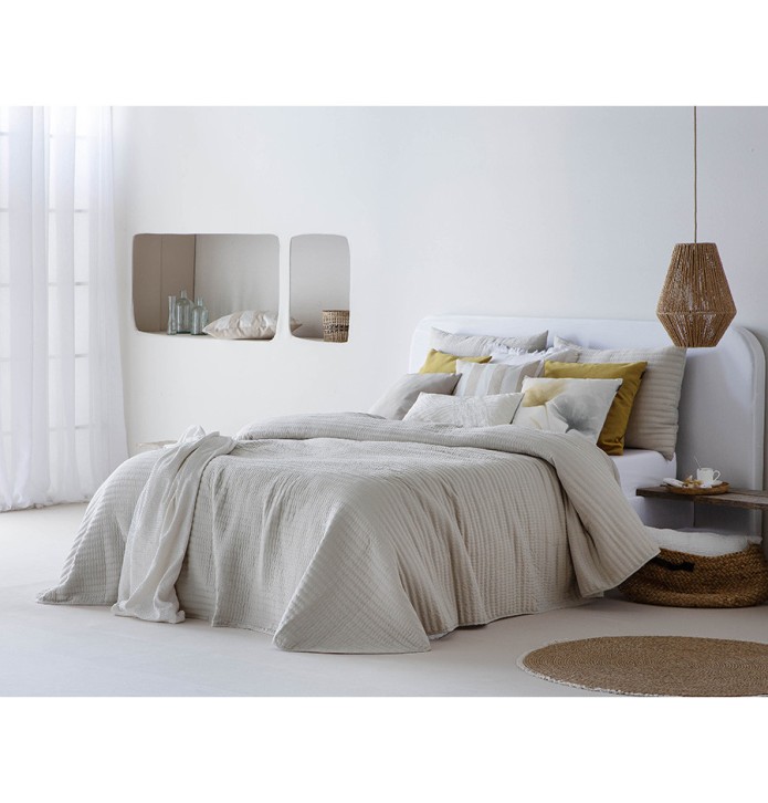 Couvre-lit matelassé Linette lin Antilo - Blancollection