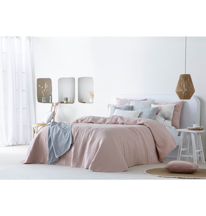 Couvre-lit matelassé Linette rose Antilo - Blancollection