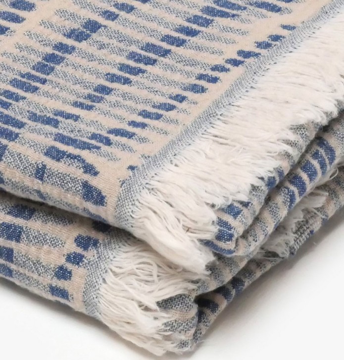 Lot de 2 Foutas Santorin topaze Vent du Sud - Blancollection