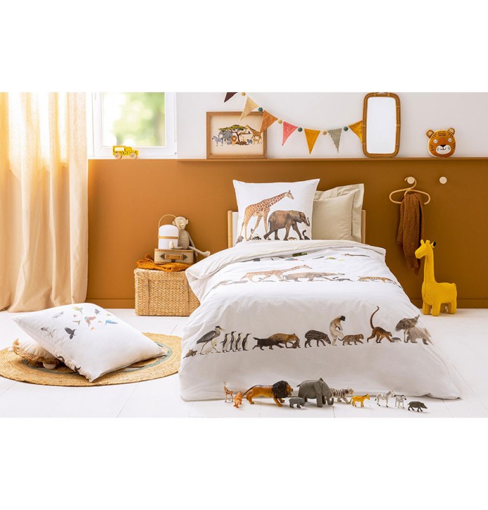 Housse de couette enfant percale Noé Tradilinge - Blancollection