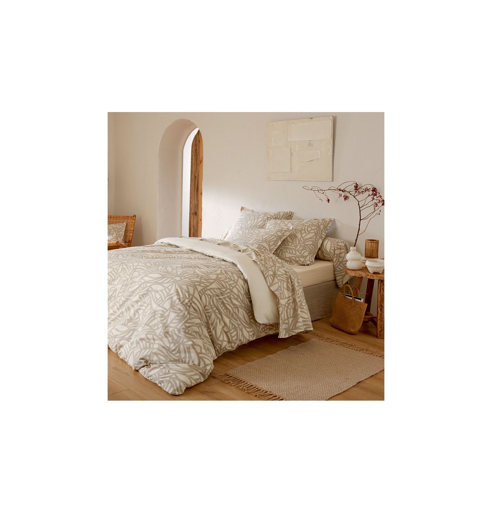 Tex family - Housse de couette en pur coton avec impression de renne, motif écossais rouge et noir, fabriqué en Italie - 200 x 200 cm
