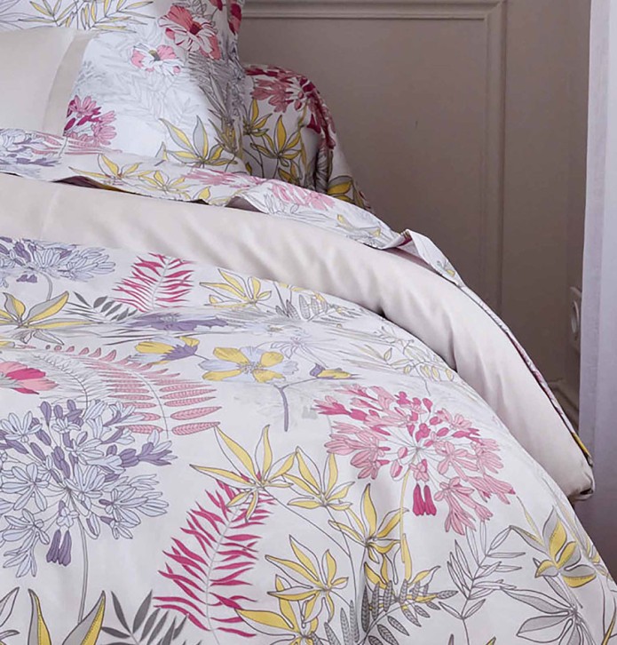 Housse de couette satin Anaïs perle Tradilinge - Blancollection