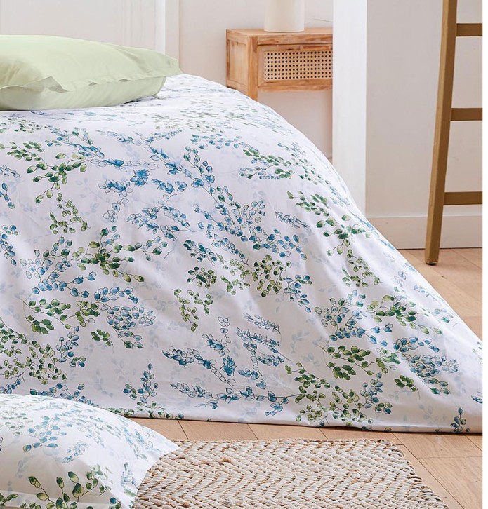 Housse de couette satin Angèle tilleul Tradilinge - Blancollection