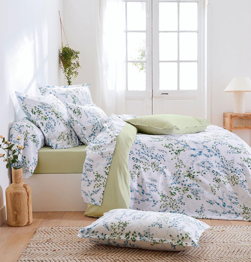 Housse de couette satin Angèle tilleul Tradilinge