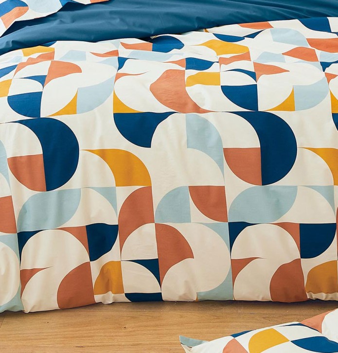 Housse de couette percale Modulo cobalt Tradilinge - Blancollection