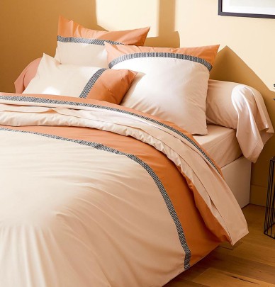 Housse de couette percale Macassar cognac Tradilinge