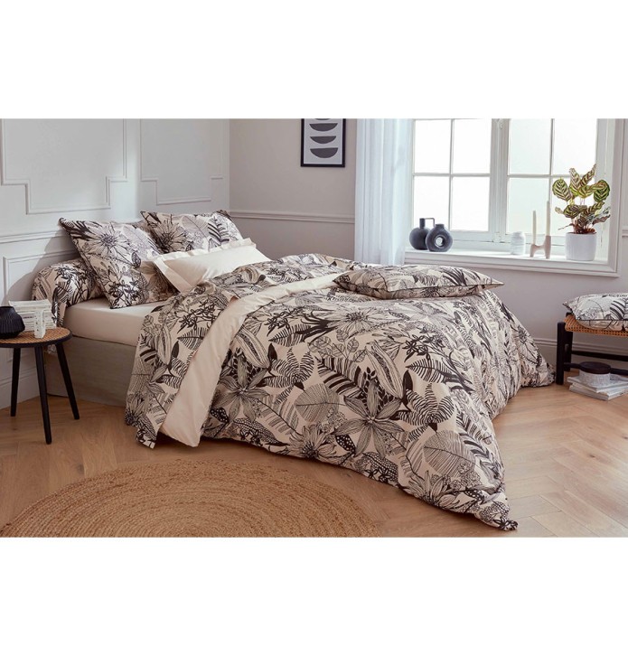 Housse de couette percale Alba noir Tradilinge - Blancollection