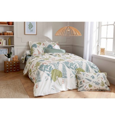 Housse de couette percale Féérie sauge Tradilinge