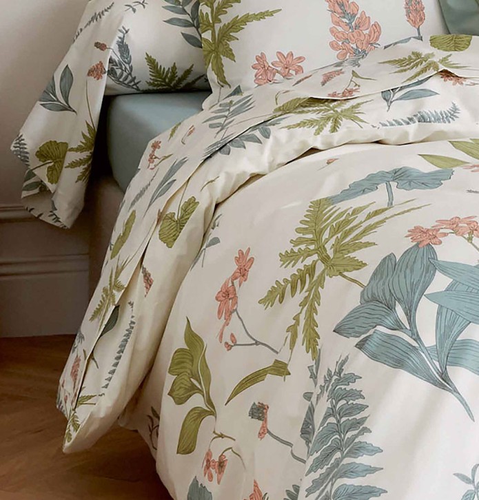 Housse de couette percale Féérie sauge Tradilinge - Blancollection