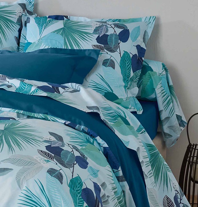 Housse de couette percale Moorea cobalt Tradilinge - Blancollection