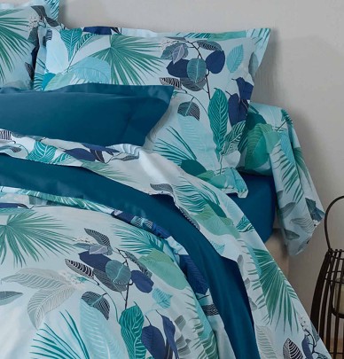 Taie d'oreiller percale Moorea cobalt Tradilinge