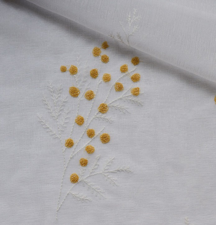Voilage brodé Mimosa Qabane - Blancollection