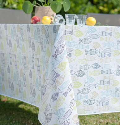 Nappe toile cirée Pop Fish multicolore Calitex