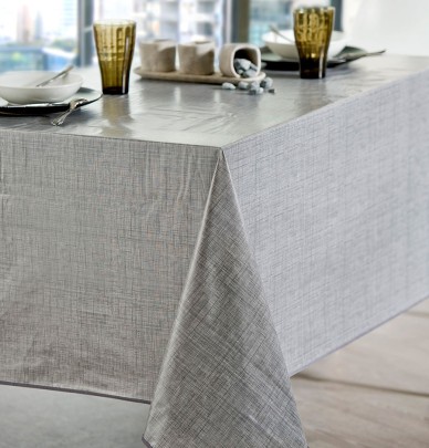 Nappe toile cirée Effet tissage zinc Calitex