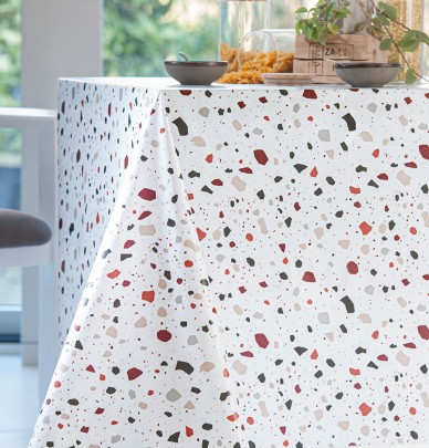 Nappe toile cirée Terrazo bordeaux Calitex